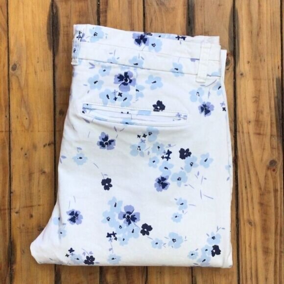 GAP Khakis crop ankle pants slim city white and blue liberty floral chino Pixi 8 - Picture 7 of 14